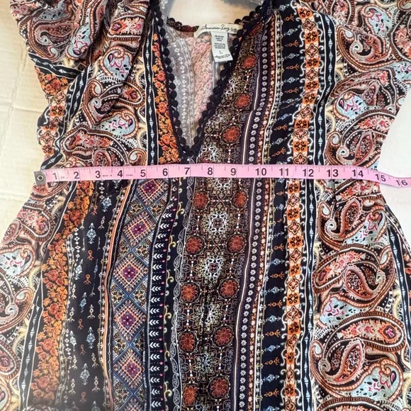 Boho Paisley Maxi Dress Long Sleeve Festival Bohemian Large - Picture 11 of 15